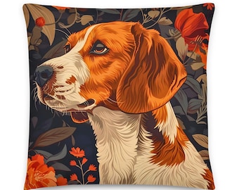William Morris Kissen Beagle, Hunde, Tiere, Haustiere, Dekokissen, Sofa, Stuhl Akzent, Housewarming, Home Decor, inklusive Einsatz