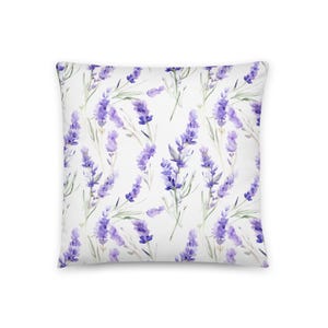 Lovely Lavender Pillow With Sprigs of Purple Flowers / Home Decor / Throw Pillow / Chair Sofa Accent / Housewarming Gift / Insert Included