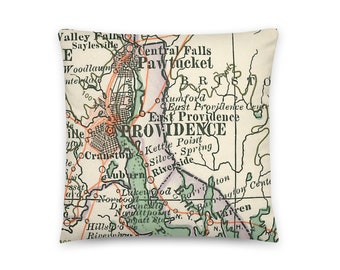 Providence Rhode Island Map Pillow / City State RI Throw Pillow / Home Decor / Custom Map Pillows / Housewarming New Home Wedding Gifts