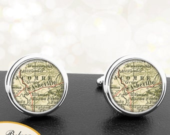 Cufflinks Asheville North Carolina handgemachte Cuff Links Stadtstaat ordnet NC Groomsmen Hochzeit Partei Väter Väter Männer