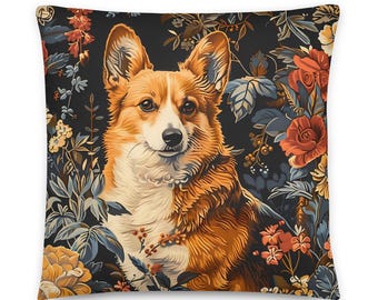 William Morris Kissen Corgis, Hunde, Tiere, Haustiere, Dekokissen, Sofa, Stuhl Akzent, Housewarming, Home Decor, inklusive Einsatz