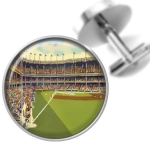Abotoaduras Baseball Yankee Stadium Nova York de abotoaduras artesanais de cartão postal vintage