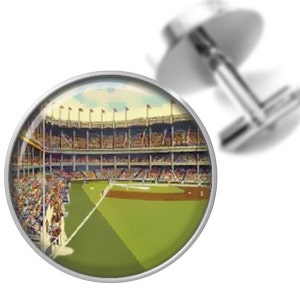 Cufflinks Baseball Yankee Stadium New York from Vintage Postcard Handmade Cuff Links image 1