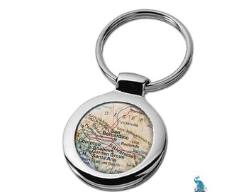 Map Keychain San Bernadino California Key Ring Fob