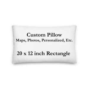 Almohada de madera personalizada 20 x 12 pulgadas / mapas, fotos, logotipos, obras de arte, patrones, personalizado, refranes, códigos postales, longitutde / latitud, etc.
