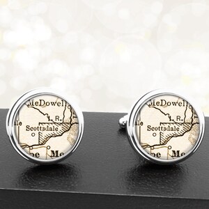 Landkarte von Cufflinks Scottsdale AZ handgemachte Cuff Links USA Stadtstaat Maps Arizona Groomsmen Hochzeit Partei Väter Väter Männer