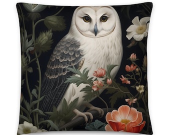 William Morris Kissen weiße Eule, Vögel, Tiere, Dekokissen, Sofa, Stuhl Akzent, Housewarming, Home Decor, inklusive Einsatz
