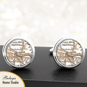 Kaart van manchetknopen Paducah KY handgemaakte Cuff Links VS stadstaat Maps Kentucky Groomsmen bruiloft partij vaders vaders mannen