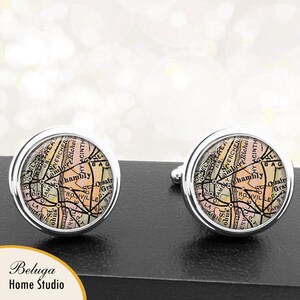 Karte Manschettenknöpfe Chambly Kanada handgemachte Cuff Links Kanada Stadtstaat Karten Trauzeugen Hochzeit Partei Väter Väter Männer Abschluss Geschenke für ihn
