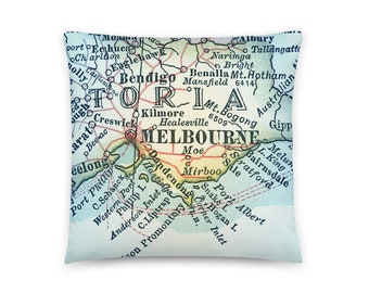 Australia Map Pillow / Melbourne / Home Decor / New Home Housewarming Gifts / Decorative Throw Pillows / Insert Included / Square or Lumbar