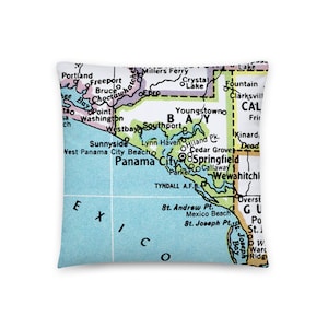 Panama City Florida Kaart Kussen / Throw Pillow / FL Pan Handle State City Maps Home Decor / Aangepaste kussens / Housewarming Wedding Gifts
