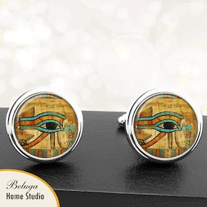 Cufflinks Eye Of Horus / Egyptian Symbol Of Protection / Cuff Links Groomsmen Wedding Party Fathers Dads Men Gifts Him
