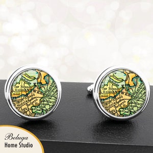 Antique carte boutons de manchette Anvers Belgique manchette pays européens pour garçons d’honneur marié fiancé anniversaire mariage hommes papas fête des pères