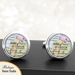 Mapa Cufflinks Quito Ecuador Cuff Links South American Country Countries for groomsmen Wedding Party Fathers Dads Men