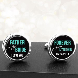 Father of the Bride Forever Your Little Girl Personalized Cufflinks Handmade Cuff Links for Dads Fathers Wedding Men