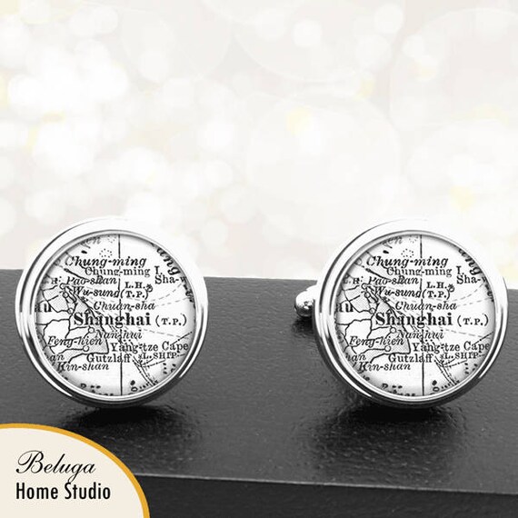 Boutons De Manchettes Vintage En Or - Motifs Asiatiques - Occasion