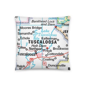 Tuscaloosa Alabama Kissen / Bundesstaat AL / USA Städte und Gemeinden / Neues Zuhause Geschenk / Dekorateur Kissen / Wohnkultur / Inklusive Einsatz