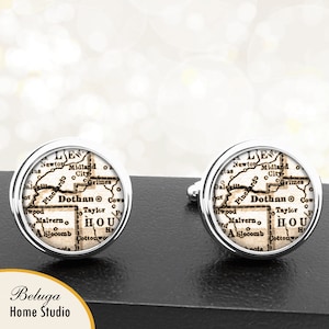Manschettenknöpfe Dothan AL handgemachte Cuff Links Stadtstaat Karten Alabama Trauzeugen Hochzeit Partei Väter Väter Männer Karte