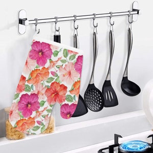 Heat Resistant Oven Mitts, Colorful Hibiscus Flowers, Heat Insulation Gloves, Kitchen Decor, Cooking Accessories, Housewarming Gift