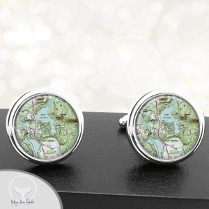 New York Lake Luzerne Map Cufflinks / NY Cuff Links / NY Vintage Maps / Groomsmen Gift / Wedding Party / Fathers Dads Gifts For Men