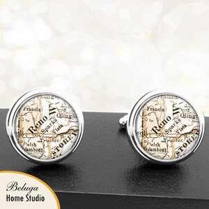 Landkarte von Cufflinks Reno NV Manschettenknöpfe Bundesstaat Nevada für Groomsmen Hochzeit Partei Väter Väter Männer