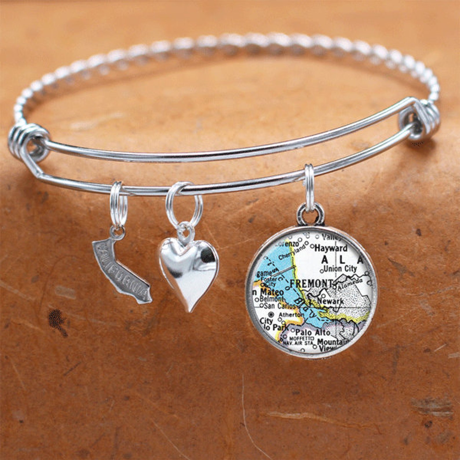 Pulsera del mapa de California / Fremont CA / pulsera del