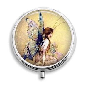 Fairy With Iridescent Wings Pill Box Case Trinket Box Vitamin Holder Medicine Box Mint Tin Gifts For Her