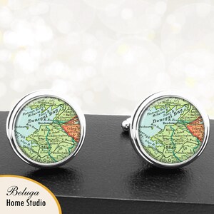 Kaart Manchetknopen Sligo Ierland handgemaakte Cuff Links Ierse stad kaarten Groomsmen bruiloften vaders vaders