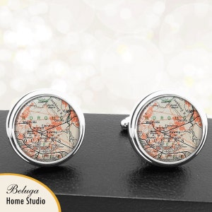 Kaart van manchetknopen New York Burough van Queens handgemaakte Cuff Links VS stadstaat kaarten New York Groomsmen bruiloft vaders vader mannen