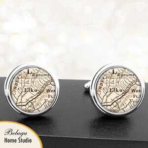 Landkarte von Cufflinks Elko NV Manschettenknöpfe Bundesstaat Nevada für Groomsmen Hochzeit Partei Väter Väter Männer