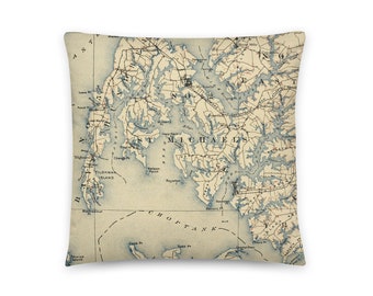 Maryland Map Pillow / St Michaels MD / Eastern Shore / Home Decor / New Home Housewarming Gifts / Decorative Throw Pillows / Insert Included
