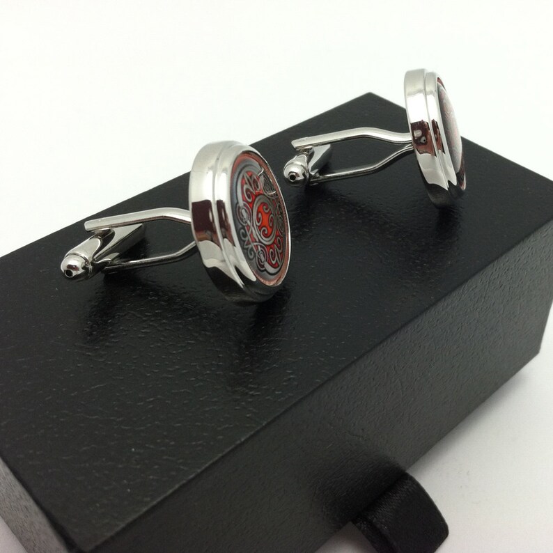 Cufflinks Woodcut Trout Fish Design Handmade Cuff Links for Dads Fathers Men Fisherman
