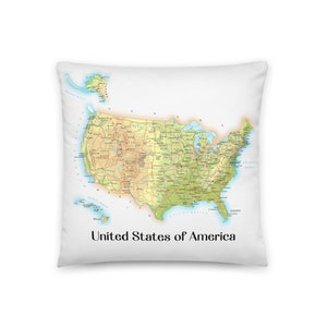 USA Kissen / Country Map Kissen Vereinigte Staaten von Amerika / New Home Geschenk / Dekorateur Kissen / Home Decor / Inklusive Einsatz