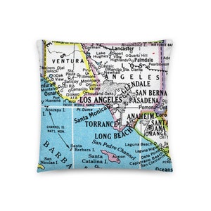 Los Angeles California Map Pillow / Throw Pillow / CA State City Maps Home Decor / Custom Pillows / Housewarming New Home Wedding Gifts