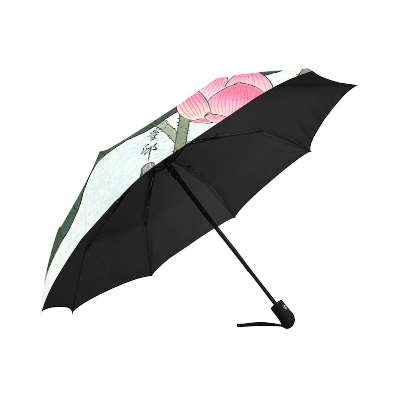 Rain Umbrella / Famous Artists Pink Flowers Ohara Koson / Japanese / Anti UV Automatic Premium Umbrella with Outside or Underside Printing image 4