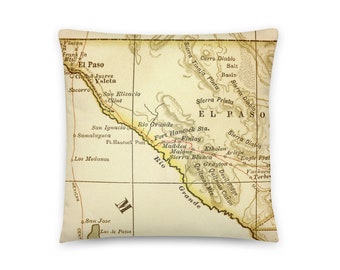 Texas Map Pillow / El Paso TX Throw Pillow / State City Maps Home Decor / Custom Map Pillows / Housewarming / New Home Wedding Gifts Travel