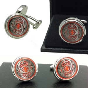 Cufflinks Africa Red Gold Pattern / African Continent / Fingerprint / Cuff Links, Tie Clip, Money Clip, Groomsmen Weddings Gifts For Men image 2