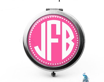 Monogram Compact Mirror Personalized Bridesmaid Gifts Pocket Mirror Cosmetic Mirror Gifts for Her Purse Mirror