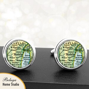 Manschettenknopf Mobile AL handgemachte Cuff Links Stadtstaat ordnet Alabama Groomsmen Hochzeit Partei Väter Väter Männer