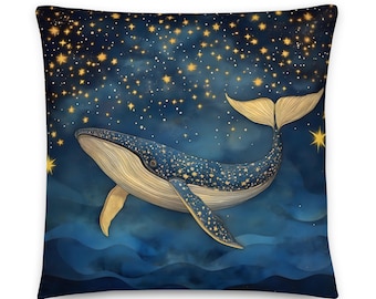 William Morris Kissen Buckelwal, Sternennacht, Nautik, Dekokissen, Sofa, Stuhl Akzent, Housewarming, Home Decor, inklusive Einsatz