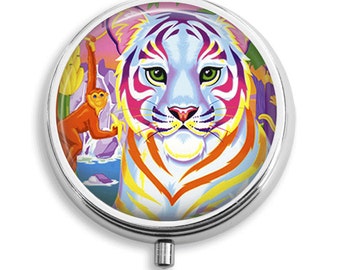 Pill Box Pill Case Colorful Tiger Pill Holder Pill Container Trinket Box PillBox Vitamin Holder Medicine Box Mint Tin Gifts For Her