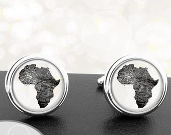 Gemelos artesanales con ADN del continente africano para hombres, padrinos de boda, aniversarios y bodas.