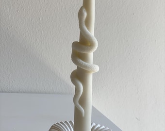 Vela cónica de cera de soja con forma de serpiente | Vela escultórica artesanal envuelta en serpiente | Aceites esenciales | Diseño esotérico elegante