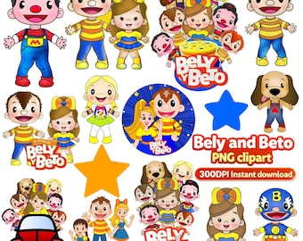 Kids Cartoon Family PNG Bundle | Bely and Beto Inspired Design| Superhero Boy Girl Dog PNG | Birthday Shirt Design | Digital Download