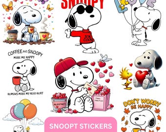 Clipart navideño divertido de Snoopy, paquete PNG SVG de Peanuts (descarga digital)