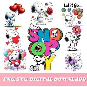 Snoopy Love Clipart PNG | Cartoon for Sublimation (Digital Download)