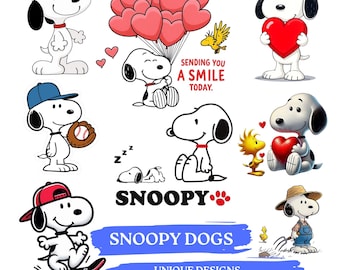 Smiley Snoopy SVG Bundle,Spooky PNG, Peanuts Cartoon Clipart (Digital Download)