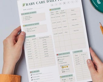 Baby Daily Planner Printable | Feeding, Sleep, and Diaper Tracker | Newborn Schedule | Digital Download