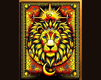 56 Pages Lion Spirit Animals Adult Coloring Book, Leo Zodiac Gift, Mindfulness Mandala Big Cat Pages, Printable PDF for Stress Relief
