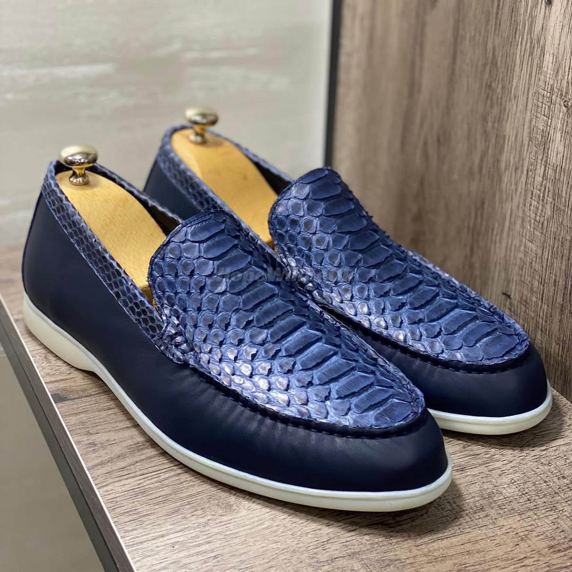 Genuine Deep Blue Python Leather Loafers : Formal and Casual  display picture 1